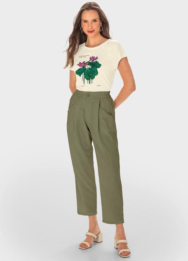 Malwee - Camiseta Bege Vitória Régia em Viscolinho 2