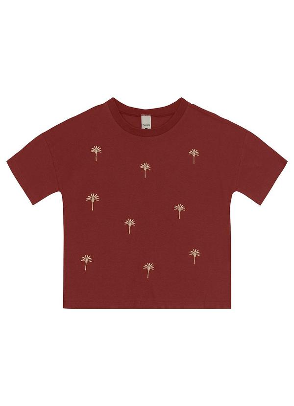 Malwee - Camiseta Bordado Coqueiros Bordô