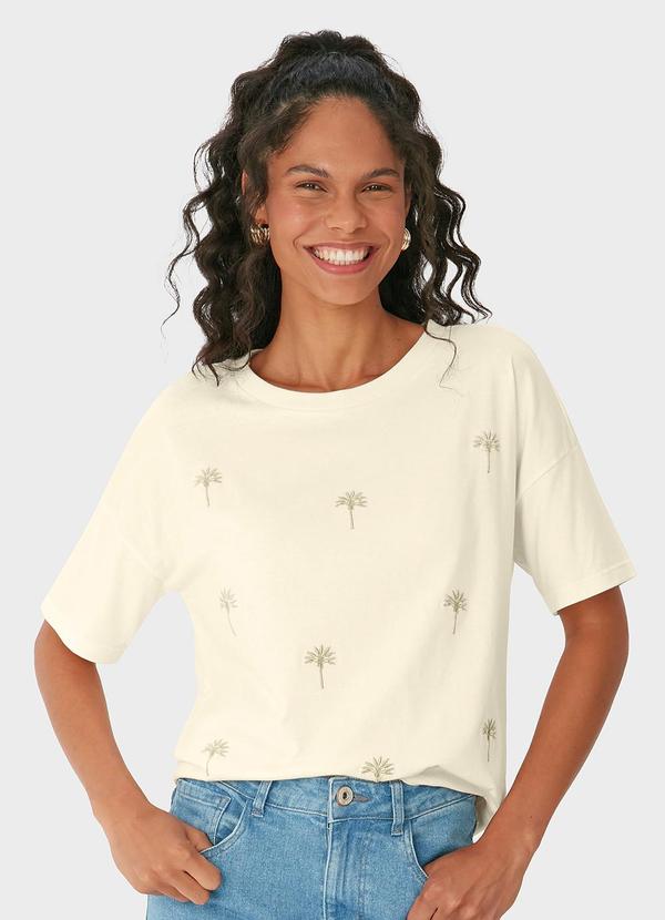 Malwee - Camiseta Bordado Coqueiros Off White