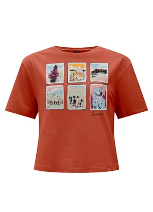 Lunender - Camiseta Cropped com Estampa Laranja - LUNENDER