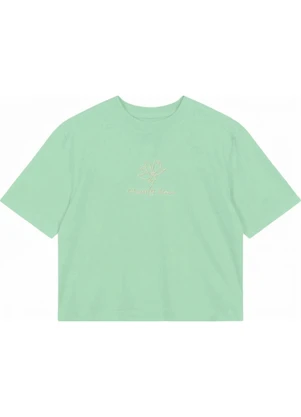 Malwee - Camiseta Curta Boxy Choose To Bloom Verde Menta - MALWEE