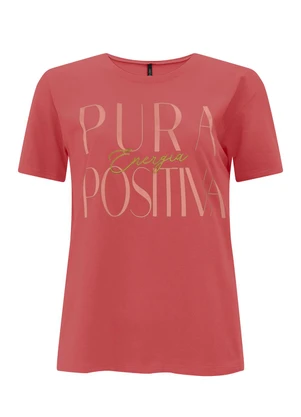 Lunender - Camiseta D Regular em Meia Malha Penteada Rosa - LUNENDER