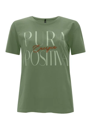 Lunender - Camiseta D Regular em Meia Malha Penteada Verde - LUNENDER