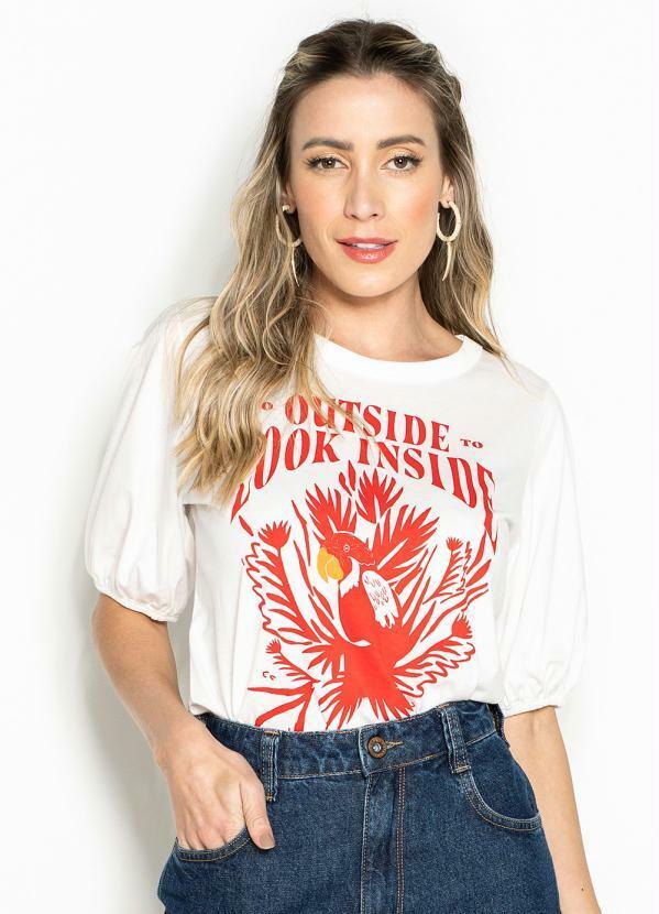 Colcci - Camiseta de Malha Estampada Branco
