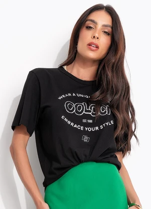 Colcci - Camiseta em Malha Preto - COLCCI