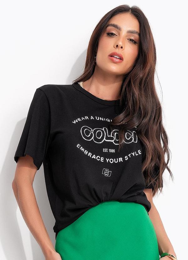 Colcci - Camiseta em Malha Preto