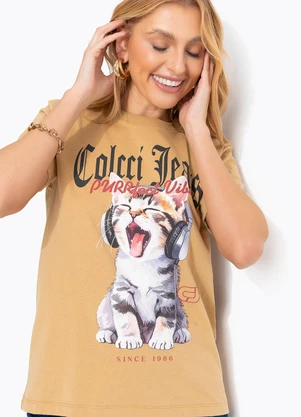 Colcci Jeans - Camiseta Estampada Cj Bege - COLCCI JEANS