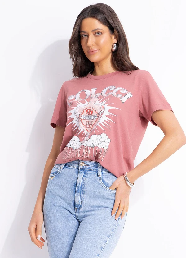 Colcci - Camiseta Estampada Rosa 5