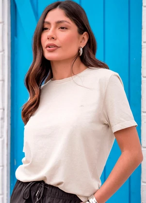 Hiatto Confecção - Camiseta Fem Estonada Basic Bege - HIATTO CONFECÇÃO