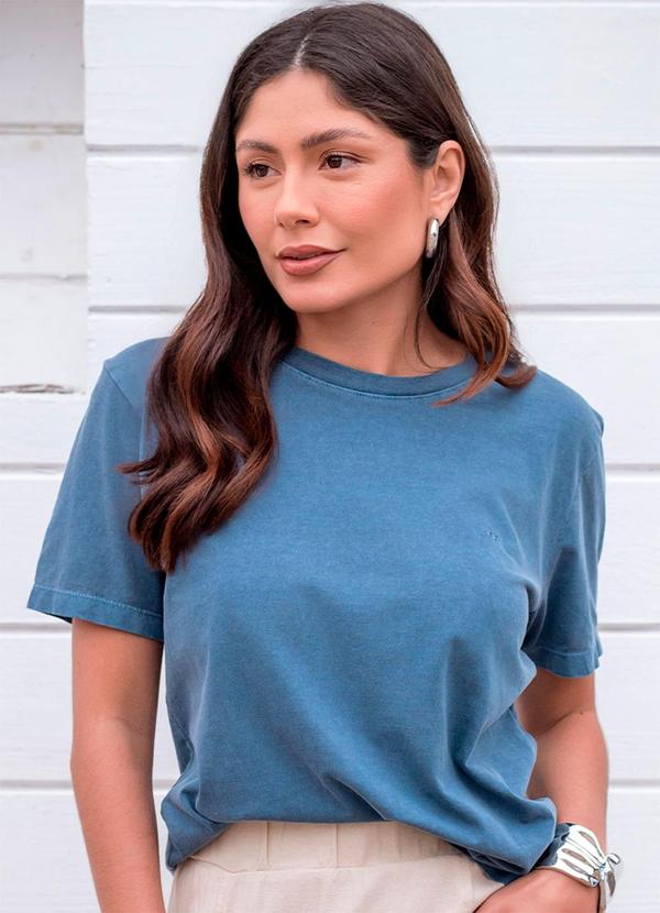 Hiatto Confecção - Camiseta Fem Estonada Basic Marinho