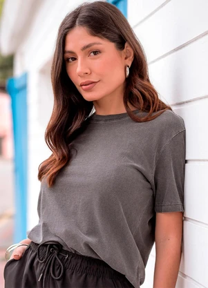 Hiatto Confecção - Camiseta Fem Estonada Basic Preto - HIATTO CONFECÇÃO