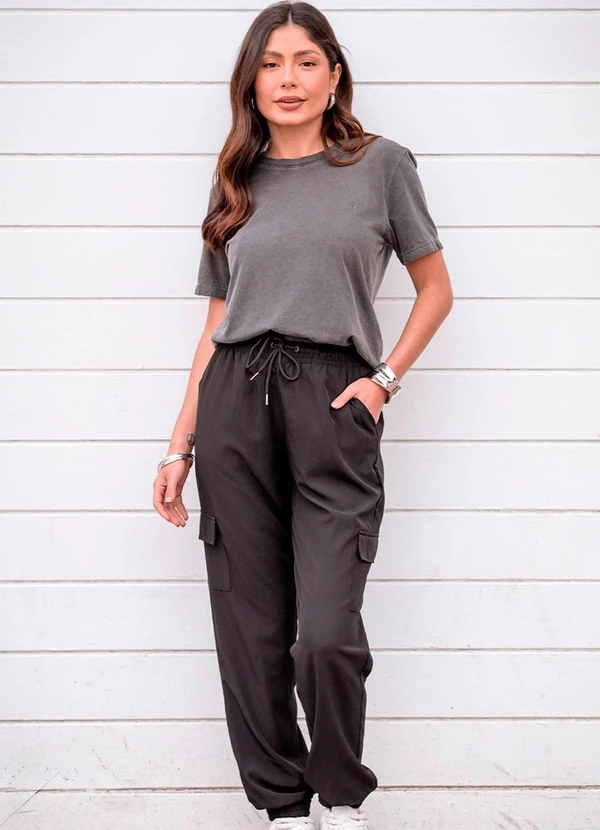 Hiatto Confecção - Camiseta Fem Estonada Basic Preto 2