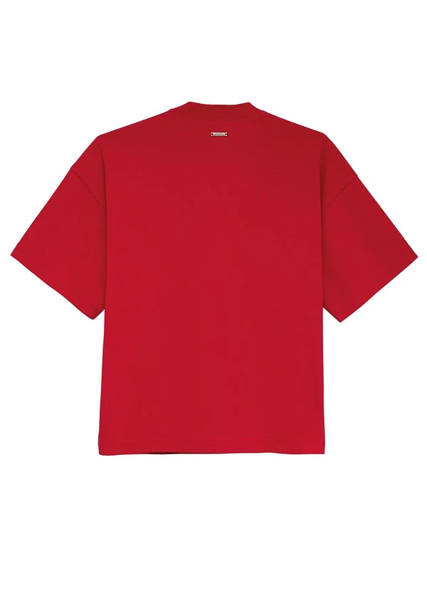 Enfim - Camiseta Feminina Ampla com Pedraria Vermelho 2