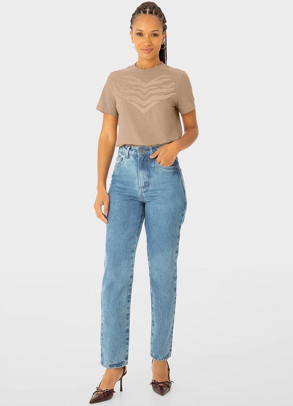 Enfim - Camiseta Feminina Animal Print Bege 2