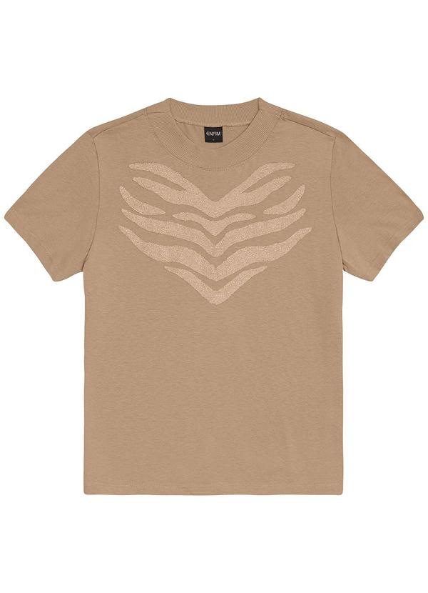 Enfim - Camiseta Feminina Animal Print Bege 3