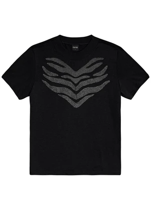 Enfim - Camiseta Feminina Animal Print Preto - ENFIM