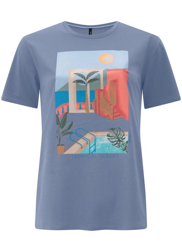 Lunender - Camiseta Feminina D em Meia Malha Penteada Azul 4