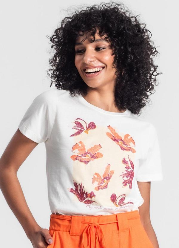 Rovitex - Camiseta Feminina Manga Curta Bege