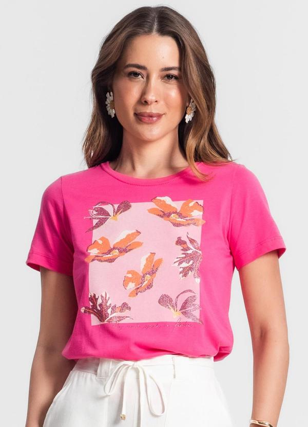 Rovitex - Camiseta Feminina Manga Curta Rosa