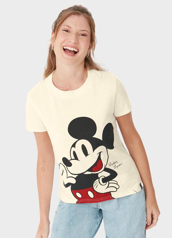 Malwee - Camiseta Feminina Mickey Mouse Creme