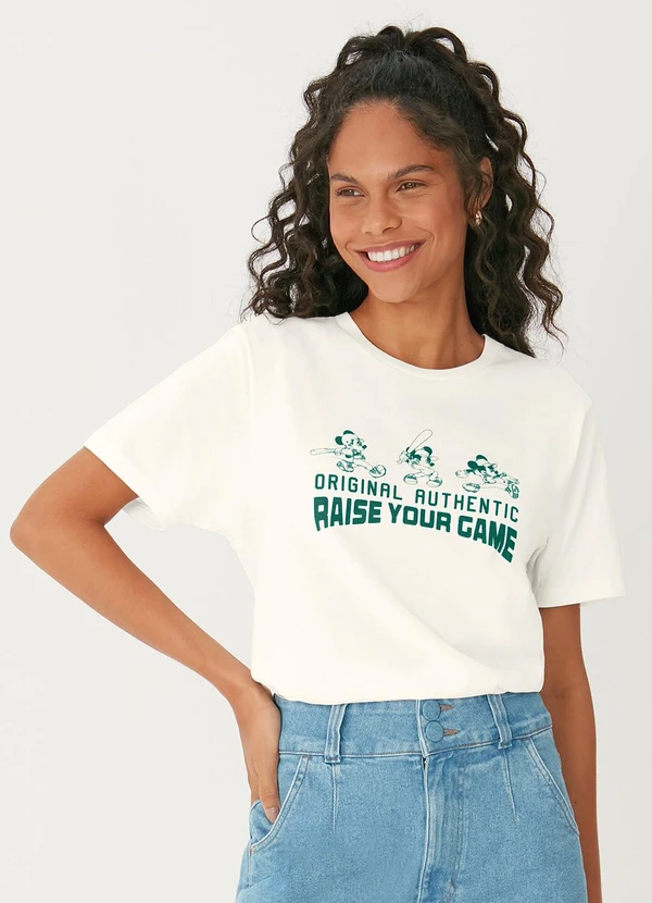Malwee - Camiseta Feminina Mickey Mouse Original Off White