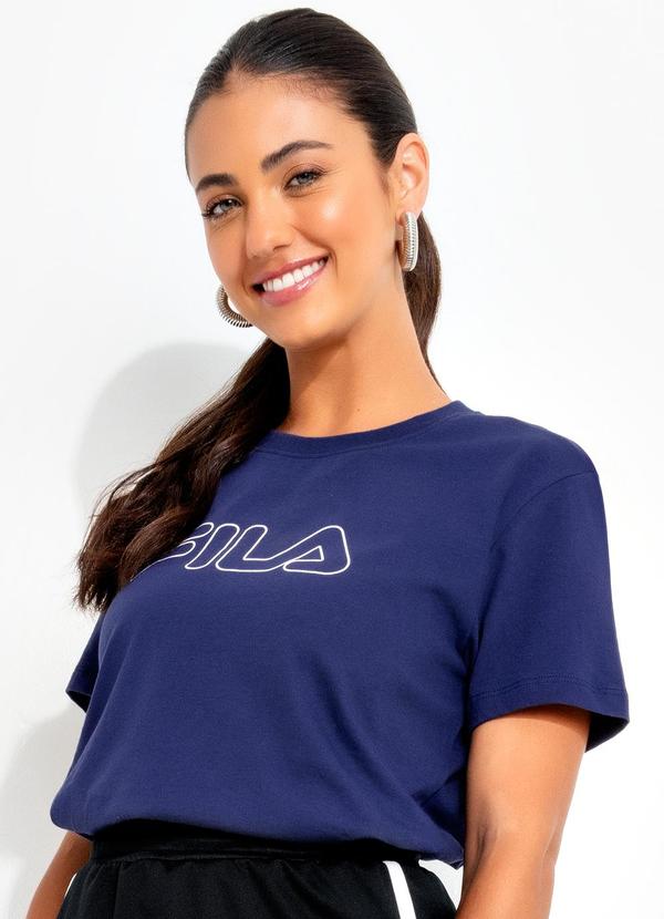 Fila - Camiseta Feminina Regular Basic Outline Azul