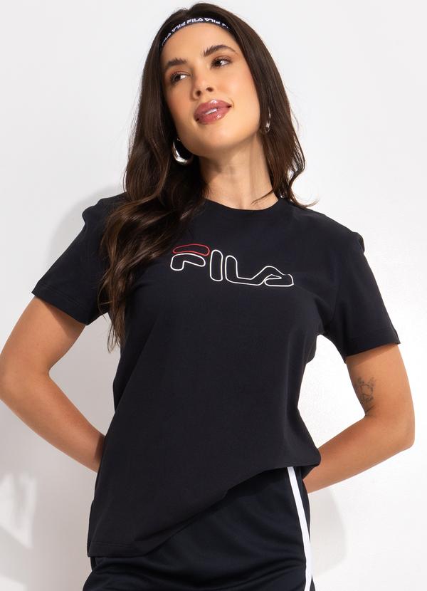 Fila - Camiseta Feminina Regular Basic Outline Preto