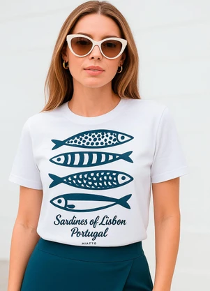 Hiatto Confecção - Camiseta Feminina Sardines Branca - HIATTO CONFECÇÃO