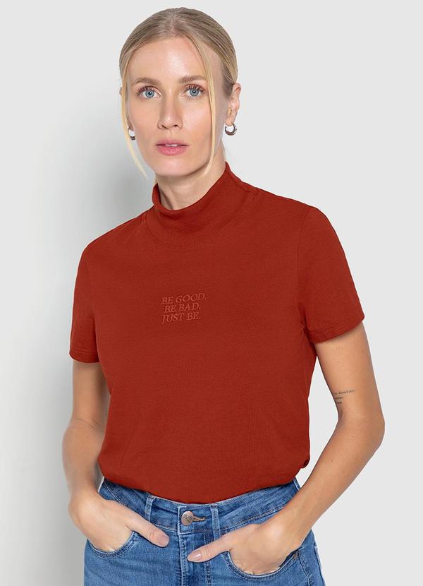 Enfim - Camiseta Feminina Slim Be Good Terracota