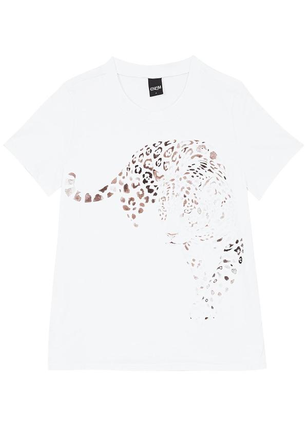 Enfim - Camiseta Feminina Slim Onça Branco