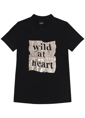 Enfim - Camiseta Feminina Slim Wild At Heart Preto - ENFIM