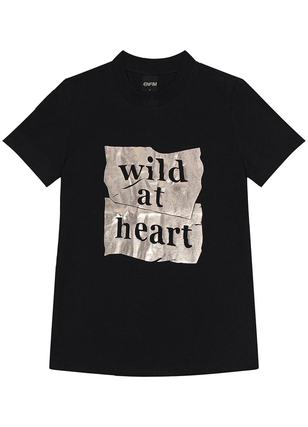 Enfim - Camiseta Feminina Slim Wild At Heart Preto
