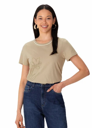 Malwee - Camiseta Floral em Malha Areia - MALWEE