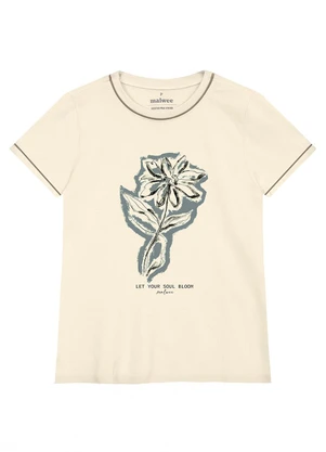Malwee - Camiseta Floral em Puff Off White - MALWEE