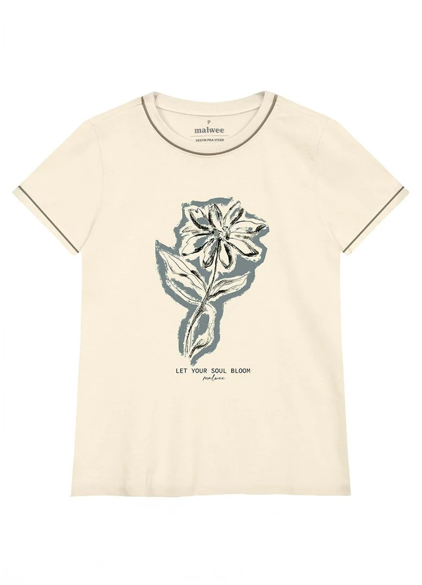 Malwee - Camiseta Floral em Puff Off White