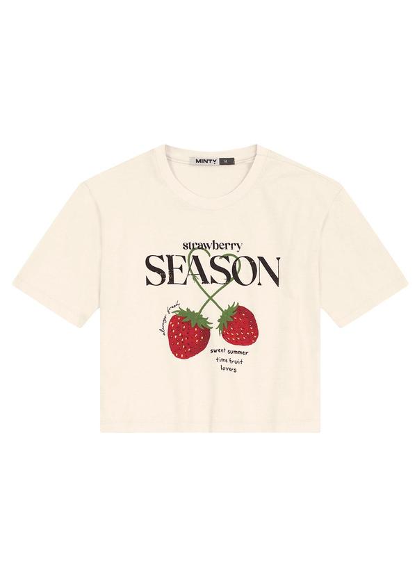 Minty - Camiseta Juvenil Manga Curta em Meia Malha Bege