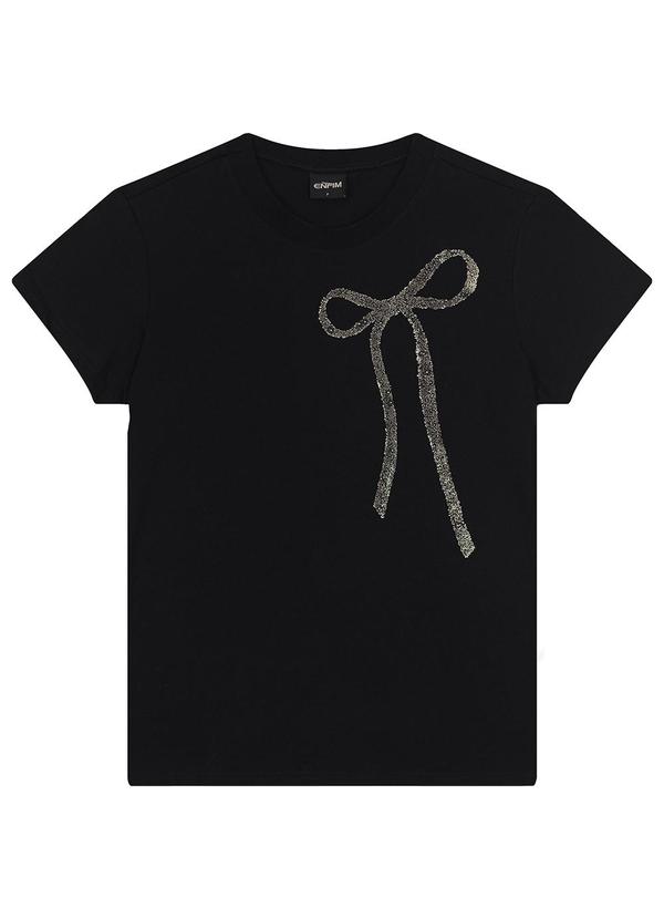 Enfim - Camiseta Laço com Foil Preto