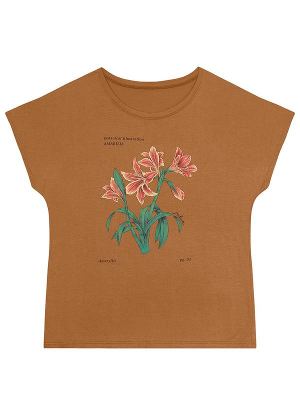 Malwee - Camiseta Marrom Amaryllis em Viscolinho