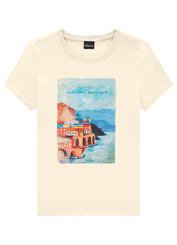Enfim - Camiseta Off White Slim Vivi Con Passione