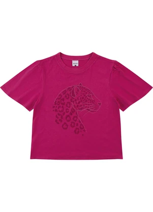 Malwee - Camiseta Onça Pintada em Malha Fúcsia - MALWEE