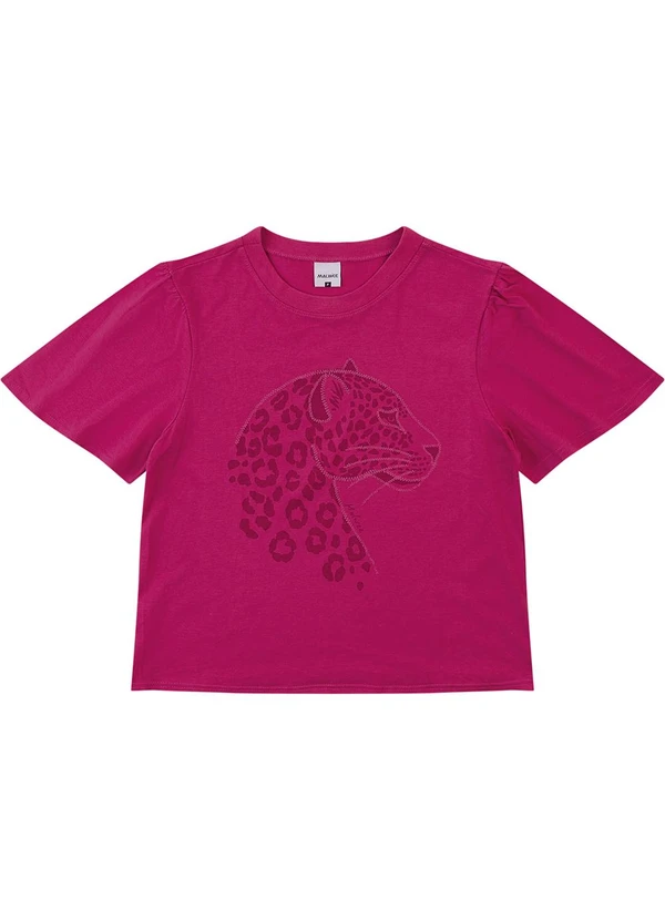 Malwee - Camiseta Onça Pintada em Malha Fúcsia 1