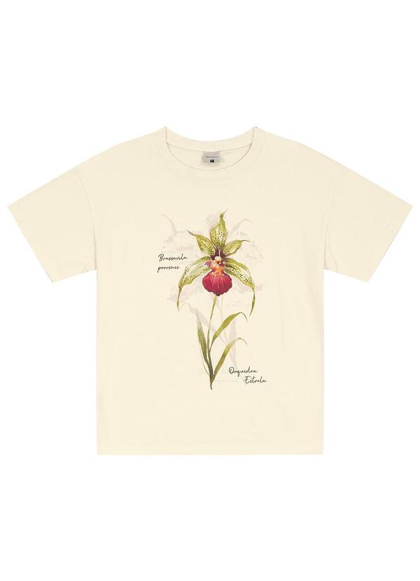 Malwee - Camiseta Orquídea em Malha Off White