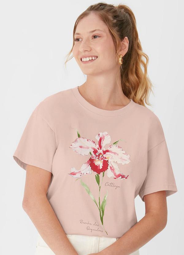 Malwee - Camiseta Orquídea em Malha Rosê