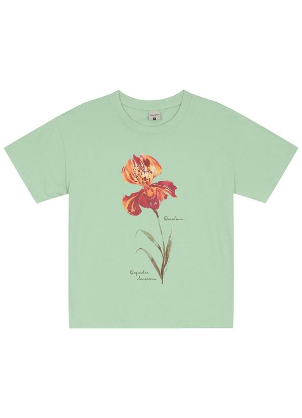 Malwee - Camiseta Orquídea em Malha Verde Menta