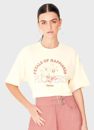 Enfim - Camiseta Petals Of Happiness Flowers Off White - ENFIM