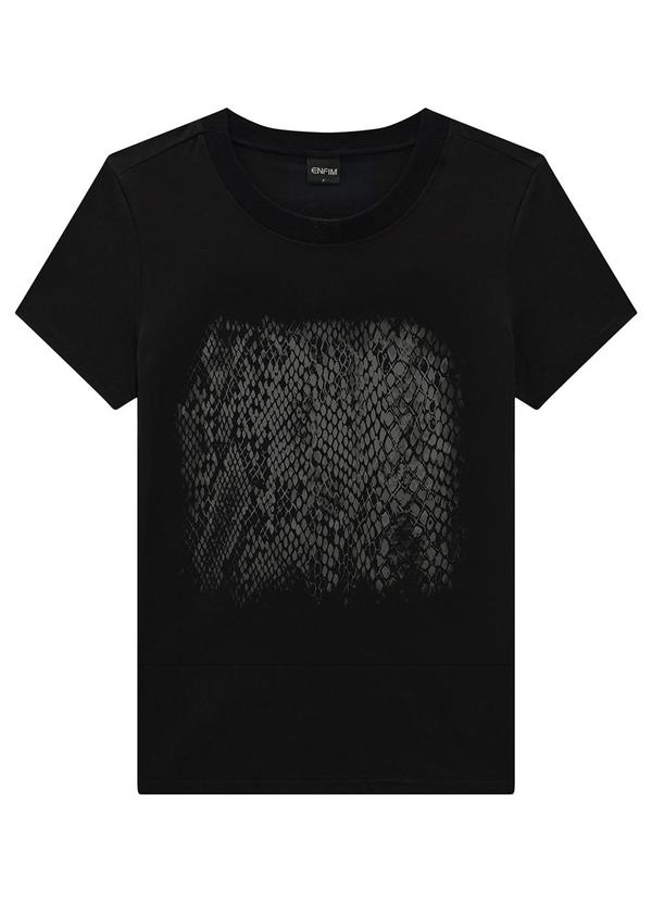 Enfim - Camiseta Preto Slim Animal Print