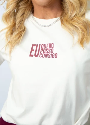 Hiatto Confecção - Camiseta Quero Posso Consigo Off White - HIATTO CONFECÇÃO