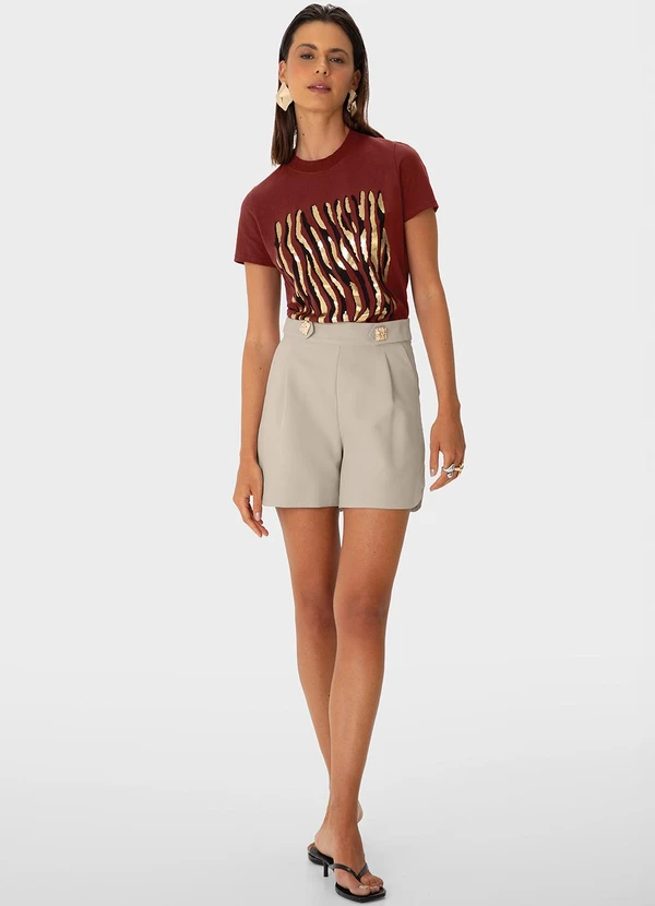 Enfim - Camiseta Slim Animal Print Bordô 2