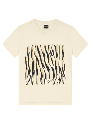Enfim - Camiseta Slim Animal Print Off White - ENFIM