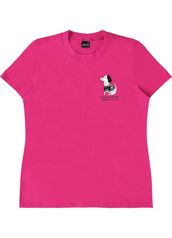 Enfim - Camiseta Slim Cachorrinho Rosa Escuro 3